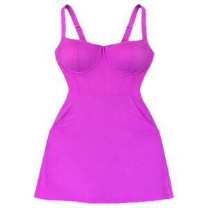 NWT TA3 Size S Womens Lifty Sculpting Swim Dress Short Corset Slimming Orchid